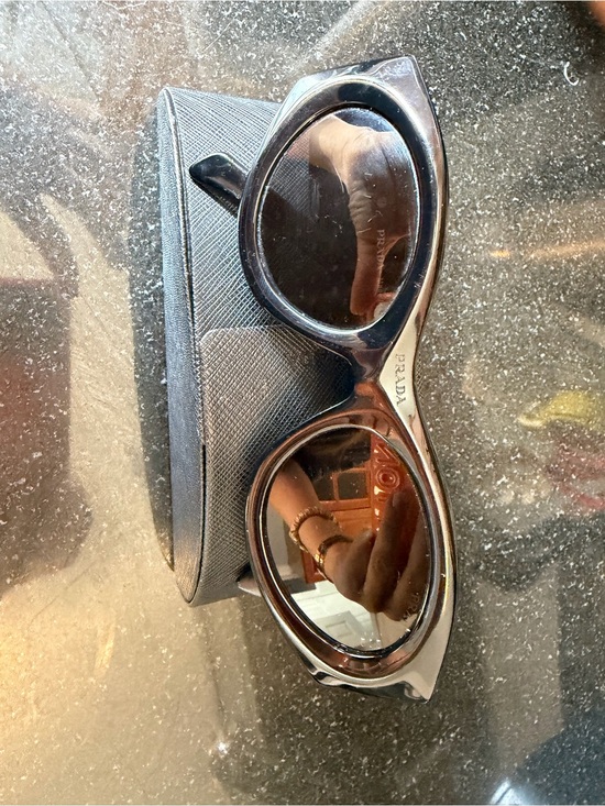 Prada Black Oval Acetate Sunglasses for Women main image 5
